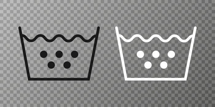 Machine wash hot, washing icon. Vector illustration, flat design