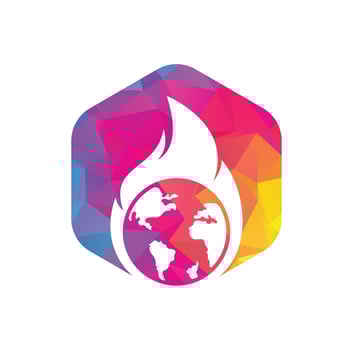 Fire Planet vector logo design template. Fire and earth icon design.
