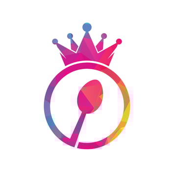 Food kingdom vector logo design. Royal food logo concept.