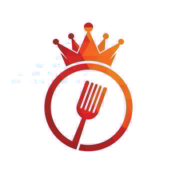 Food kingdom vector logo design. Royal food logo concept.