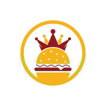 Burger king vector logo design. Burger with crown icon logo concept.