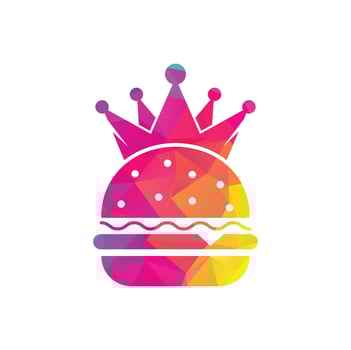 Burger king vector logo design. Burger with crown icon logo concept.
