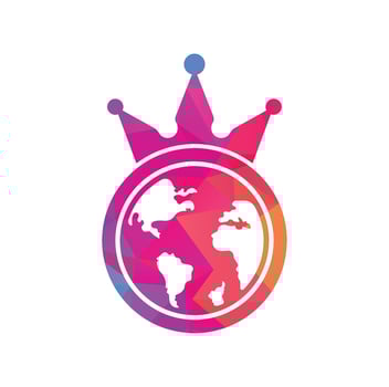 King Planet Vector Logo Design. Globe King Logo Icon Design.