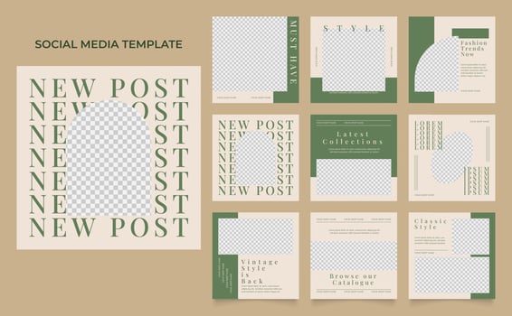 social media template banner fashion sale promotion in brown color. vector