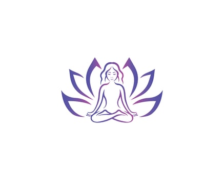 Lotus Flower Woman Yoga And Human Meditation Logo Vector illustration.