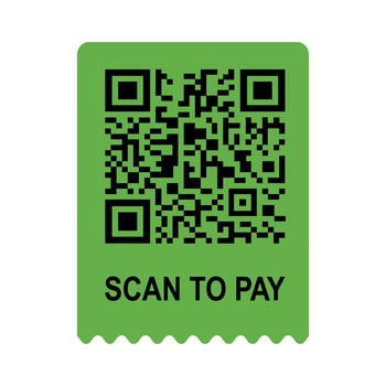 Scan me phone tag. Qrcode scan to pay with mobile app. QR code for smartphone. Isolated illustration on a white background. Cartoon style. Vector illustration.