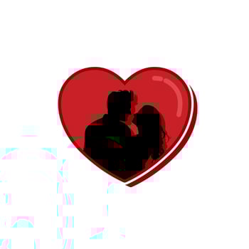Valentine love heart romance couple silhouette logo design vector