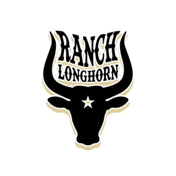 Western Longhorn Bull Cow Buffalo Head silhouette For Ranch Livestock Logo Design vector
