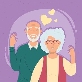 grandparents couple with hearts vector