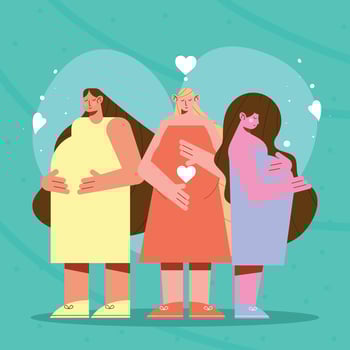 pregnancy women group characters vector