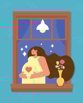 pregnancy woman in window vector