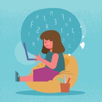 girl using laptop online education vector