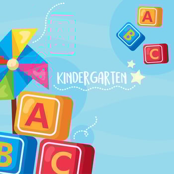 kindergarten lettering and cubes vector