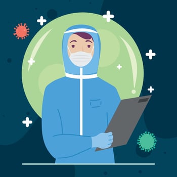 biosafety male professional doctor vector