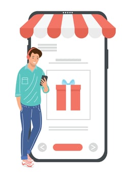 man using smartphone ecommerce vector