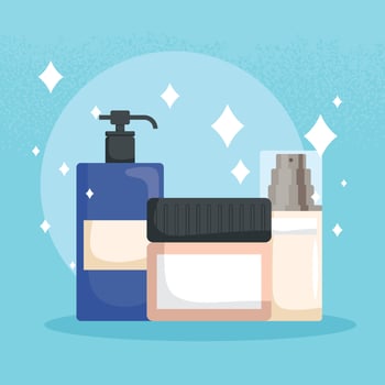three cosmetics products vector