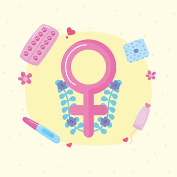 women health products and female symbol vector