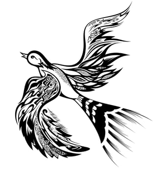 Decorative bird cartoon vector illustration