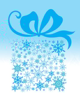 Wave snowflake background. Various winter snowflakes vector background