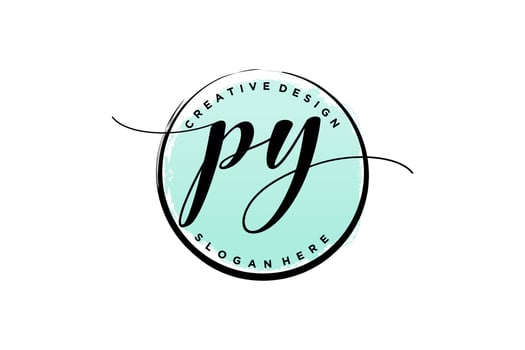 Initial PY handwriting logo with circle template vector signature, wedding, fashion, floral and botanical with creative template.