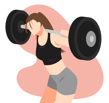 illustration of woman in sportswear doing weight lifting. lifting weights. suitable for the theme of the gym, sports, fitness, health, beauty, etc. flat vector