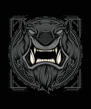 Monster Head Mascot Vector Illustration
