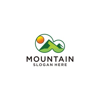 Mountain hidden logo icon design vector