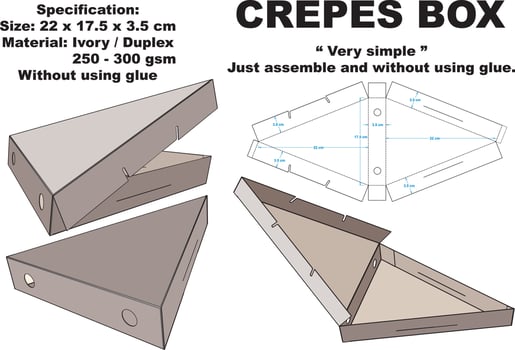box crepes that are simple and have an interesting shape. very easy to assemble and without using glue vector