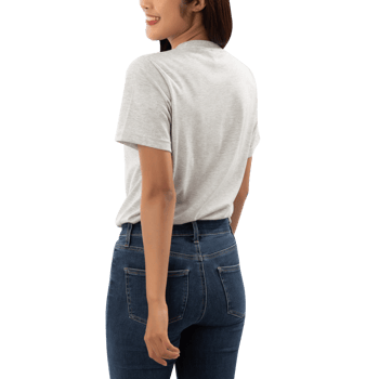 Young woman in grey T shirt mockup cutout, Png file