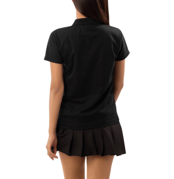 Young woman in black polo shirt mockup cutout, Png file