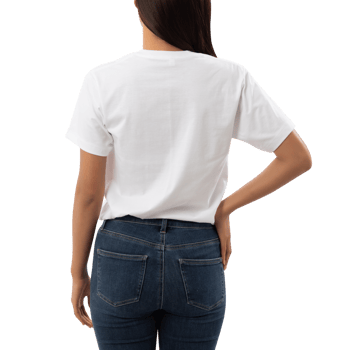 Young woman in white T shirt mockup cutout, Png file