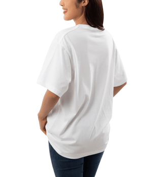 Young woman in white oversize T shirt mockup cutout, Png file