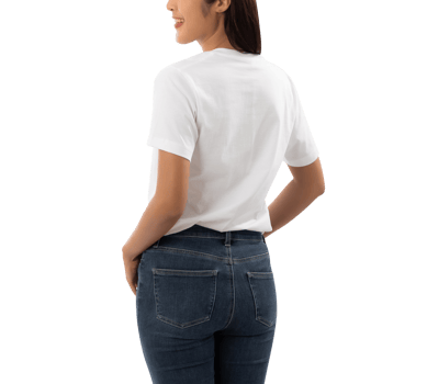 Young woman in white T shirt mockup cutout, Png file