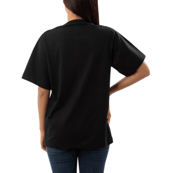 Young woman in black oversize T shirt mockup cutout, Png file
