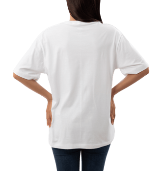Young woman in white oversize T shirt mockup cutout, Png file