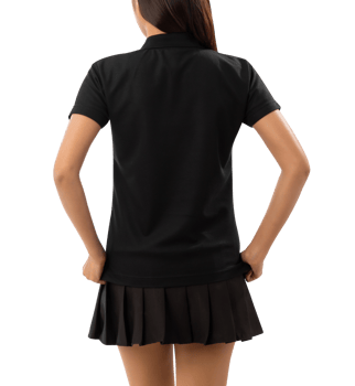Young woman in black polo shirt mockup cutout, Png file