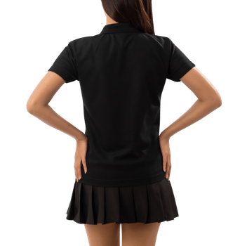 Young woman in black polo shirt mockup cutout, Png file