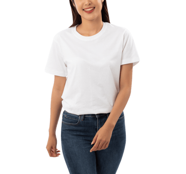 Young woman in white T shirt mockup cutout, Png file