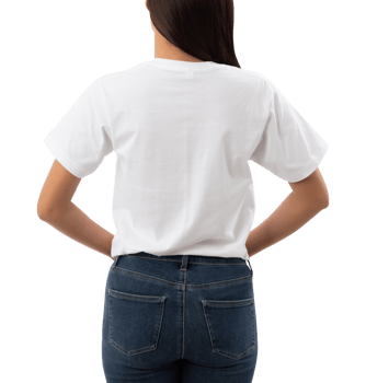 Young woman in white T shirt mockup cutout, Png file