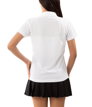 Young woman in white polo shirt mockup cutout, Png file