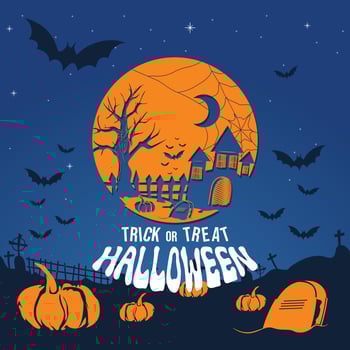 Halloween design with funeral background and night sky with stars vector