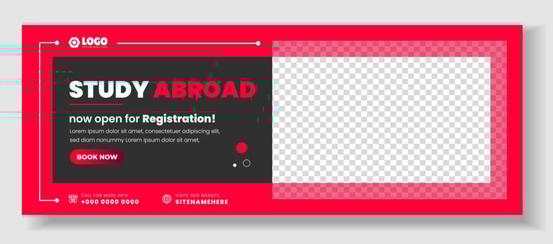 Study abroad social media cover design. Study abroad social media cover banner design. school admission social media cover and web banner. school admission web banner. vector