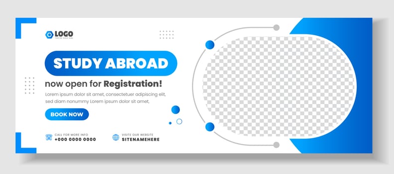 Study abroad social media cover design. Study abroad social media cover banner design. school admission social media cover and web banner. school admission web banner. vector
