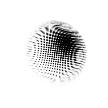 Halftone sphere dotted vector illustration. Circle halftone patterns dots logo. Globe vector illustration.
