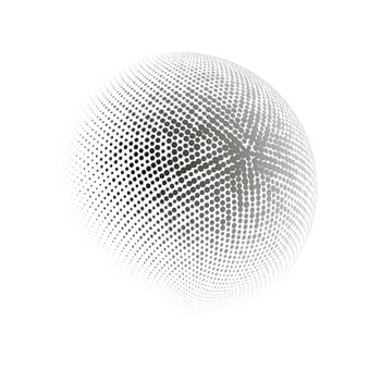 Halftone sphere dotted vector illustration. Circle halftone patterns dots logo. Globe vector illustration.