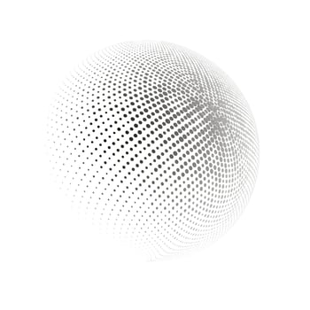 Halftone sphere dotted vector illustration. Circle halftone patterns dots logo. Globe vector illustration.