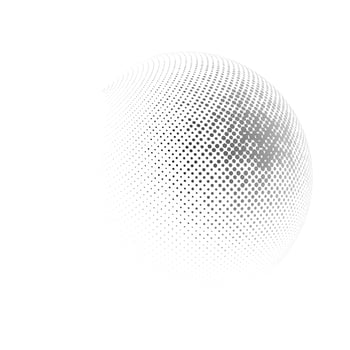 Halftone sphere dotted vector illustration. Circle halftone patterns dots logo. Globe vector illustration.