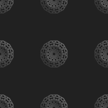 Seamless islamic pattern with radial ornament in moroccan style. Mettalic pattern on dark background. Abstract geometric ornament vector. vector