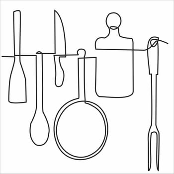 kitchen logo continuous line art vector