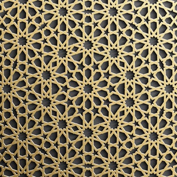 Gold islamic pattern on black background. Islamic ornament vector, persian motiff. vector